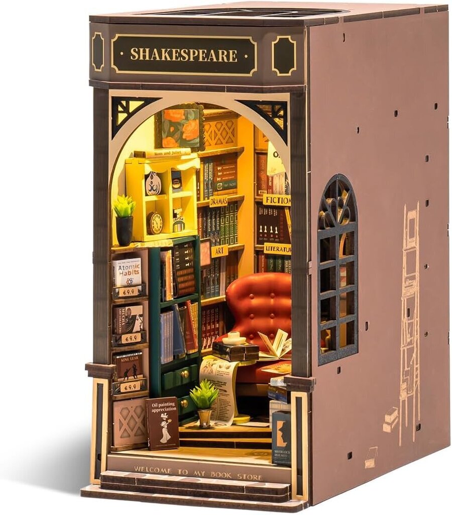 3D konstruktor minimaja Robotime Bookstore, 194-osaline hind ja info | Klotsid ja konstruktorid | kaup24.ee