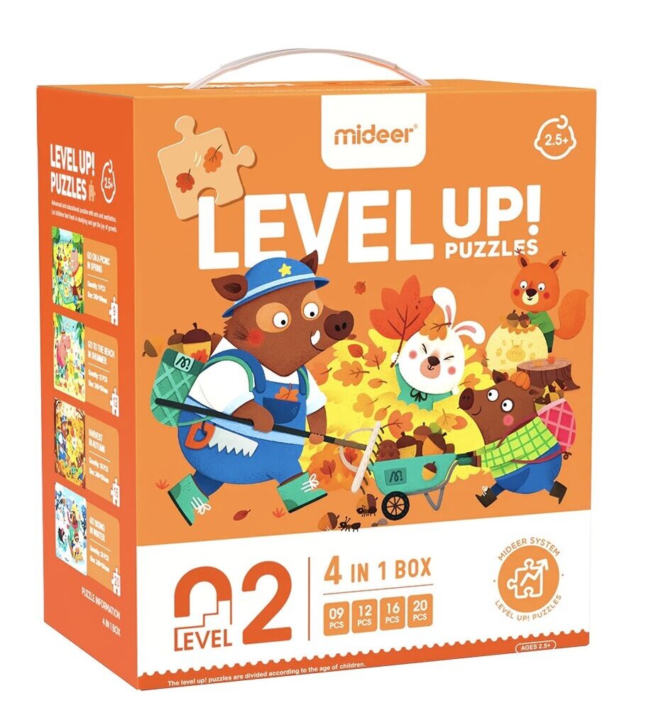 MiDeer Level UP pusled "Hooajad metsas", tase 2, 4 puslet komplektis hind ja info | Pusled | kaup24.ee