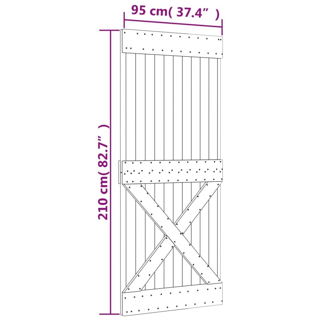 vidaXL uks, 95 x 210 cm, männipuit цена и информация | Siseuksed | kaup24.ee