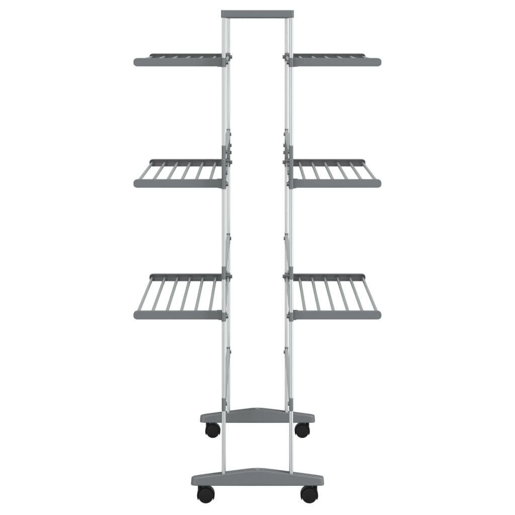 vidaXL ratastega pesukuivatusrest, 89 x 64 x 129 cm, alumiinium цена и информация | Pesukuivatusrestid ja aksessuaarid | kaup24.ee