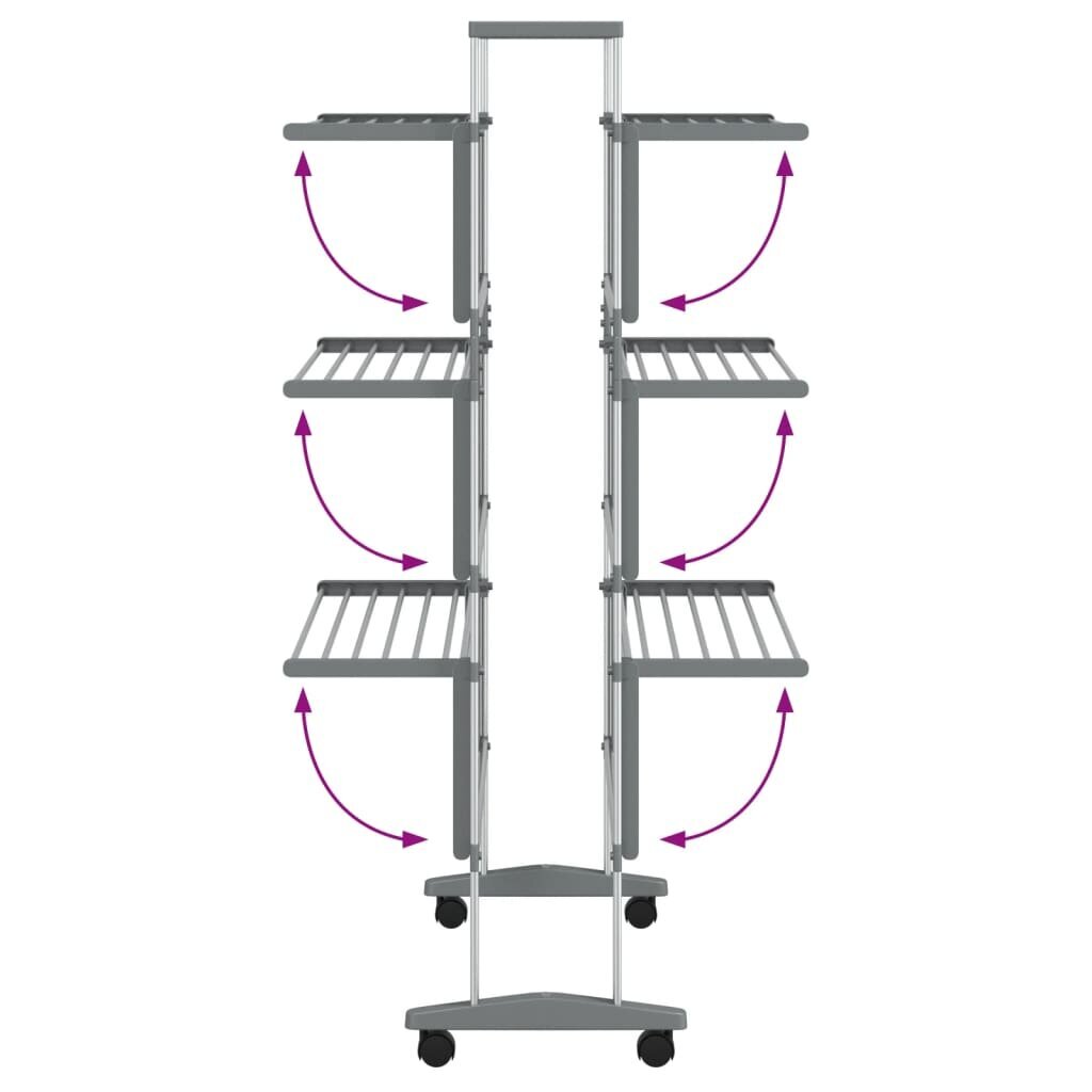 vidaXL ratastega pesukuivatusrest, 89 x 64 x 129 cm, alumiinium hind ja info | Pesukuivatusrestid ja aksessuaarid | kaup24.ee