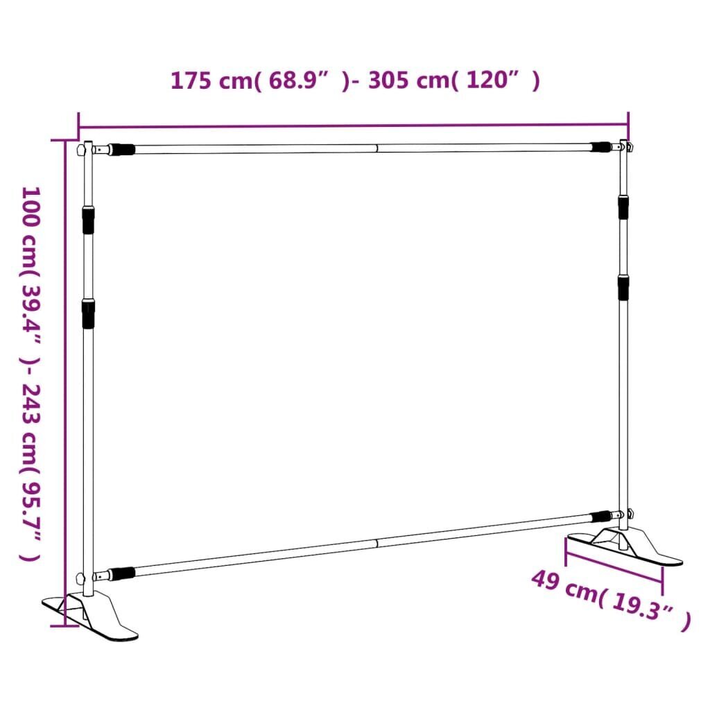 vidaXL taustaraam must 305x243 cm teras цена и информация | Fotovalgustuse seadmed | kaup24.ee