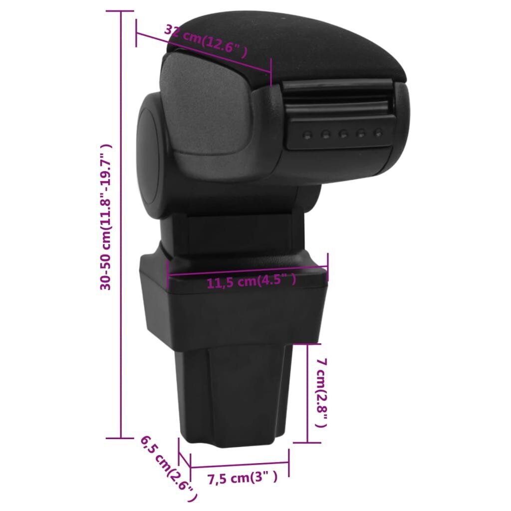 vidaXL auto käetugi, must, 11,5 x 32 x (30-50)cm, ABS hind ja info | Lisaseadmed | kaup24.ee