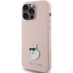 Karl Lagerfeld KLHCP15LSMHCNPP iPhone 15 Pro 6.1" różowy|pink Silicone Choupette Metal Pin цена и информация | Чехлы для телефонов | kaup24.ee
