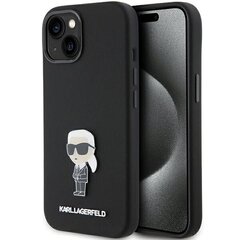 Karl Lagerfeld KLHCP15MSMHKNPK iPhone 15 Plus 6.7" czarny|black Silicone Ikonik Metal Pin цена и информация | Чехлы для телефонов | kaup24.ee