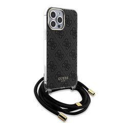 Guess PU Grip Stand 4G Strass Triangle Metal Logo Case for iPhone 15 Pro Max Black цена и информация | Чехлы для телефонов | kaup24.ee