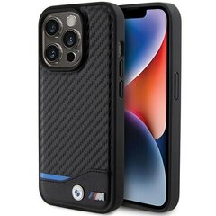 BMW BMHMP15L22NBCK iPhone 15 Pro 6.1" czarny|black hardcase Leather Carbon MagSafe цена и информация | Чехлы для телефонов | kaup24.ee