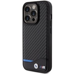 BMW BMHMP15L22NBCK iPhone 15 Pro 6.1" czarny|black hardcase Leather Carbon MagSafe цена и информация | Чехлы для телефонов | kaup24.ee