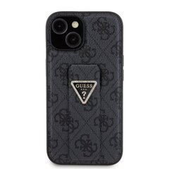 Guess PU Grip Stand 4G Strass Triangle Metal Logo Case for iPhone 15 Black цена и информация | Чехлы для телефонов | kaup24.ee