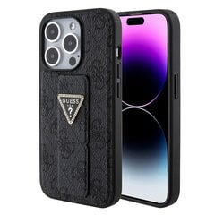 Guess PU Grip Stand 4G Strass Triangle Metal Logo Case for iPhone 15 Pro Black цена и информация | Чехлы для телефонов | kaup24.ee