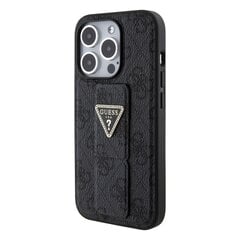 Guess PU Grip Stand 4G Strass Triangle Metal Logo Case for iPhone 15 Pro Black цена и информация | Чехлы для телефонов | kaup24.ee