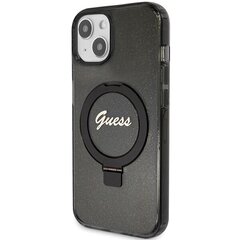 Guess GUHMP15MHRSGSK iPhone 15 Plus 6.7" czarny|black hardcase Ring Stand Script Glitter MagSafe цена и информация | Чехлы для телефонов | kaup24.ee