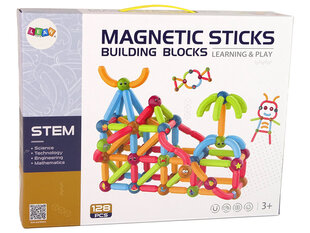 MAGNETIC STICKS набор развивающих магнитных блоков, 128 эл. цена и информация | Конструкторы и кубики | kaup24.ee