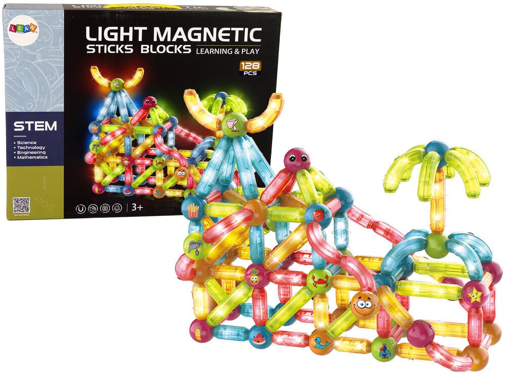 LIGHT MAGNETIC STICKS Magnetic Decks, 128 tk. цена и информация | Klotsid ja konstruktorid | kaup24.ee