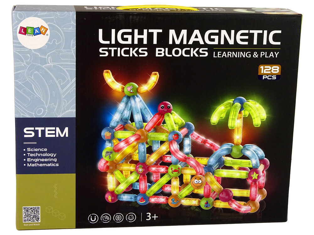 LIGHT MAGNETIC STICKS Magnetic Decks, 128 tk. цена и информация | Klotsid ja konstruktorid | kaup24.ee