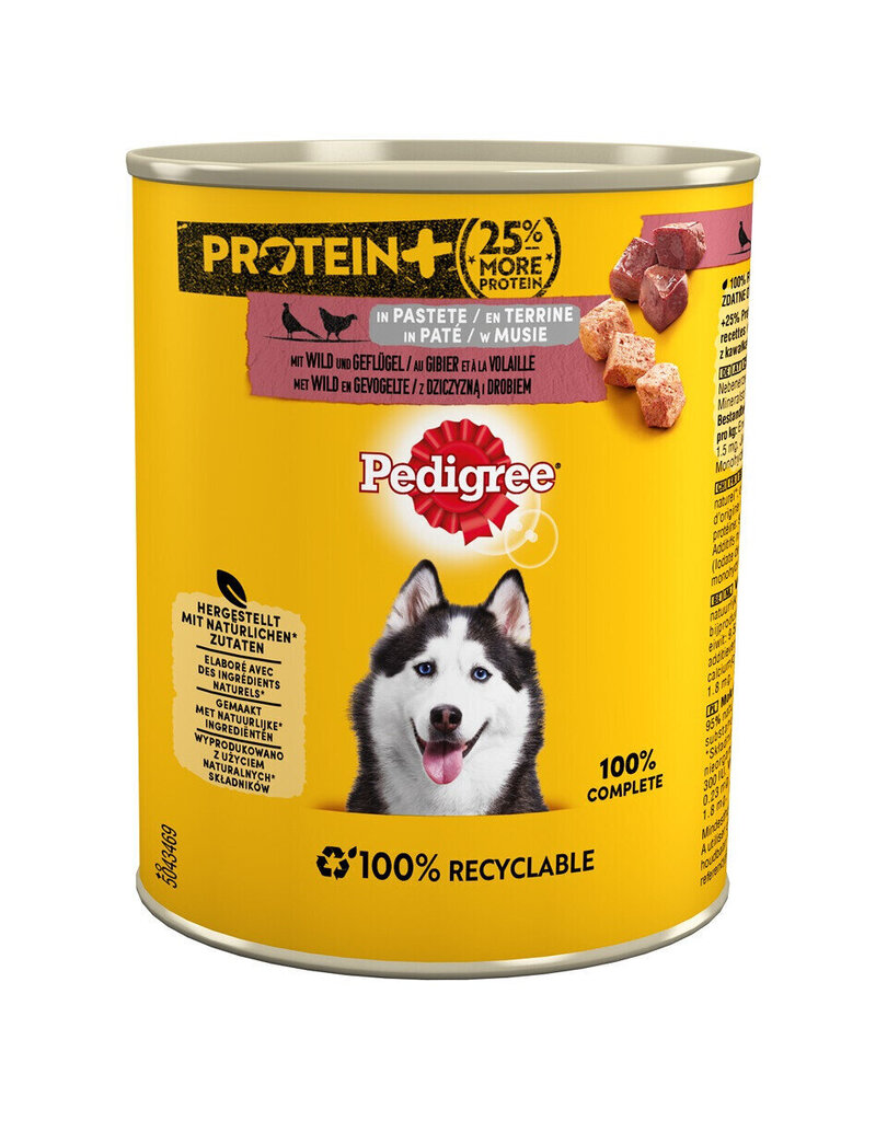 Pedigree Adult Protein+ täiskasvanud koertele koos uluki ja kodulindudega, 12x800 g цена и информация | Konservid koertele | kaup24.ee