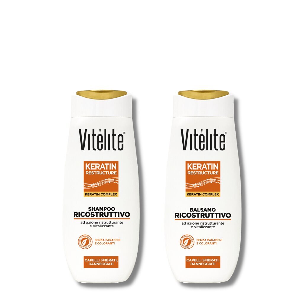 Juuksešampooni ja palsami komplekt koos keratiiniga Vitelite Keratin, komplektis 2 tk. 250 ml + 250 ml цена и информация | Šampoonid | kaup24.ee