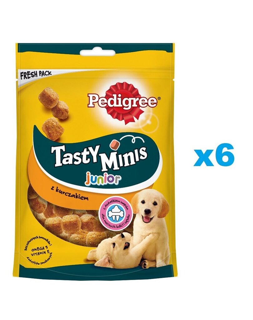 Pedigree Tasty Minis Junior noortele kutsikatele koos kanaga, 6x125 g цена и информация | Maiustused koertele | kaup24.ee