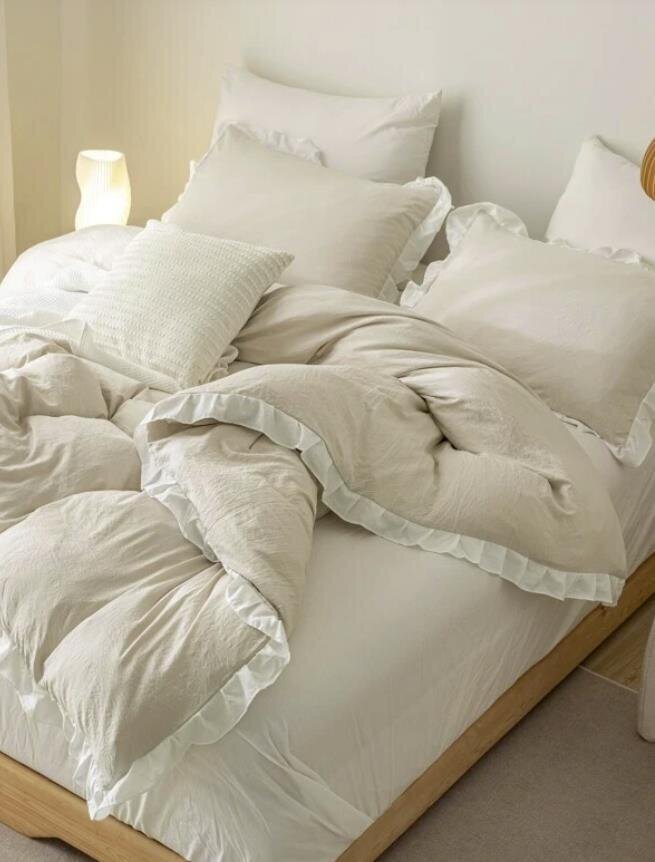 Ruffle Trim voodipesukomplekt (200x200 cm), 3 osa hind ja info | Voodipesukomplektid | kaup24.ee