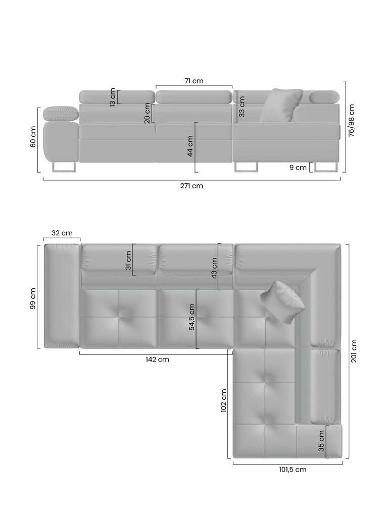 Vasakpoolse nurgaga nurgadiivan Bogart Annabelle, hall/must hind ja info | Nurgadiivanid ja nurgadiivanvoodid | kaup24.ee