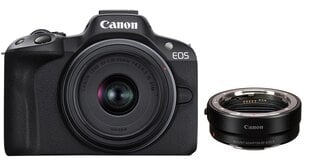 Canon EOS R50 + RF-S 18-45мм F4.4.5-6.3 IS STM(F/4.5-6.3 IS STM) + Mount Adapter EF-EOS R цена и информация | Фотоаппараты | kaup24.ee