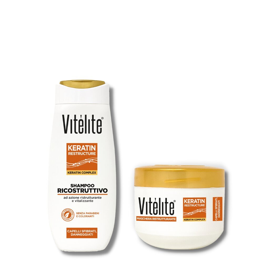 Juuksešampooni ja -maski komplekt koos keratiiniga Vitelite Keratin, komplektis 2 tk. 250 ml + 150 ml hind ja info | Šampoonid | kaup24.ee