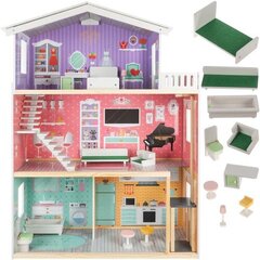 Деревянный кукольный домик Kruzel с мебелью , 114 см цена и информация | Игрушки для девочек | kaup24.ee