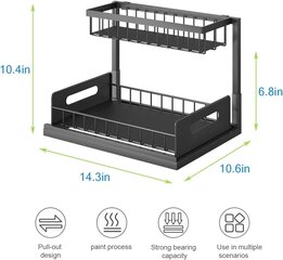 2-х уровневая полка для специй Solerconm, черная цена и информация | Комплектующие для кухонной мебели | kaup24.ee