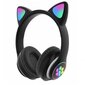 Juhtmeta bluetooth LED-kõrvaklapid kassikõrvadega, must hind ja info | Kõrvaklapid | kaup24.ee