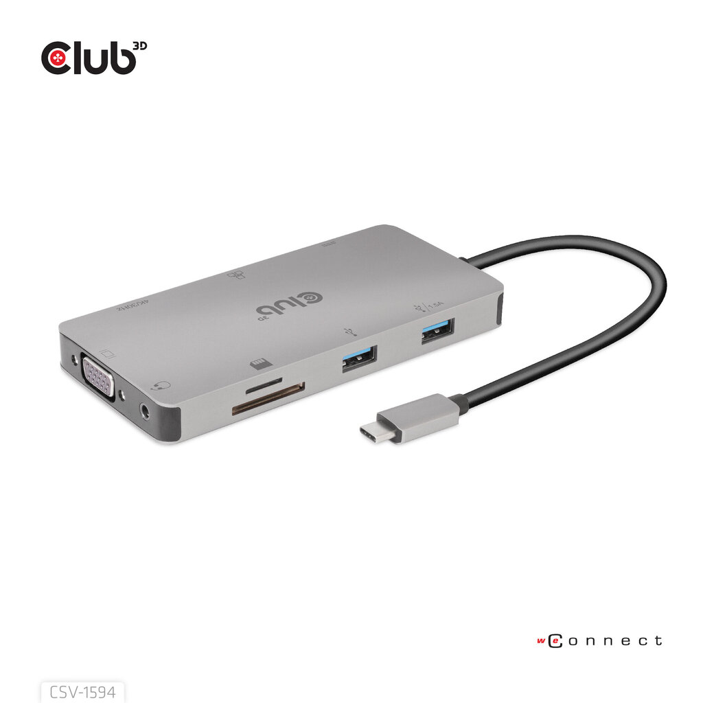 CLUB3D USB Gen1 Type-C 9-in-1 hind ja info | USB jagajad, adapterid | kaup24.ee