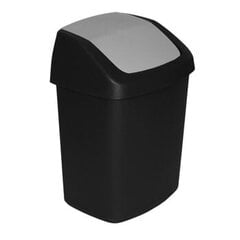 Корзина для мусора Swing Top объемом 10 литров, темно-серая/серебристая цена и информация | Мусорные баки | kaup24.ee