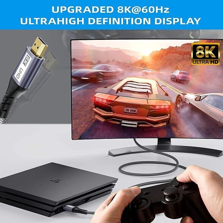 HDMI 2.1 4.5m punutud kaabel 8K. kullatud pesad цена и информация | Kaablid ja juhtmed | kaup24.ee