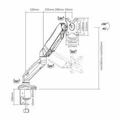 Настольная подставка для экрана Aisens DT27TSR-043 цена и информация | Кронштейны для монитора | kaup24.ee