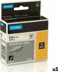 Комплект термоусадочной трубки Rhino Dymo ID1-6 6 x 1,5 mm Чёрный Белый (5 штук) цена и информация | Аксессуары для принтера | kaup24.ee