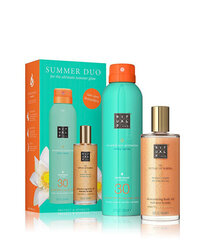 Näo- ja kehahoolduskomplekt Rituals The Ritual of Karma Suncare Set 2023: pihustatav kaitsekreem, Spf 30, 200 ml + kehaõli, 100 ml hind ja info | Päikesekreemid | kaup24.ee