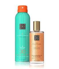 Näo- ja kehahoolduskomplekt Rituals The Ritual of Karma Suncare Set 2023: pihustatav kaitsekreem, Spf 30, 200 ml + kehaõli, 100 ml hind ja info | Päikesekreemid | kaup24.ee