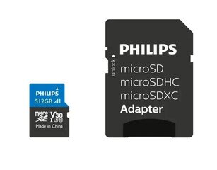 Philips MicroSDXC 512GB Class 10 UHS-I U3 цена и информация | Philips Телефоны и аксессуары | kaup24.ee