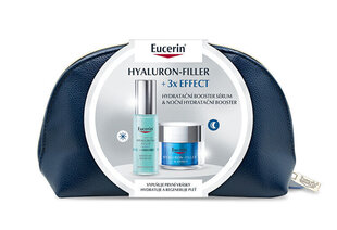 Näohoolduse kinkekomplekt Eucerin Hyaluron-Filler + 3x Effect naistele: niisutav seerum, 30 ml + öökreem 50 ml + kosmeetikakott hind ja info | Näokreemid | kaup24.ee