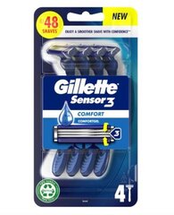 Набор бритвенных лезвий Gillette Sensor 3 ComfortGel, 4 штуки цена и информация | Средства для бритья | kaup24.ee