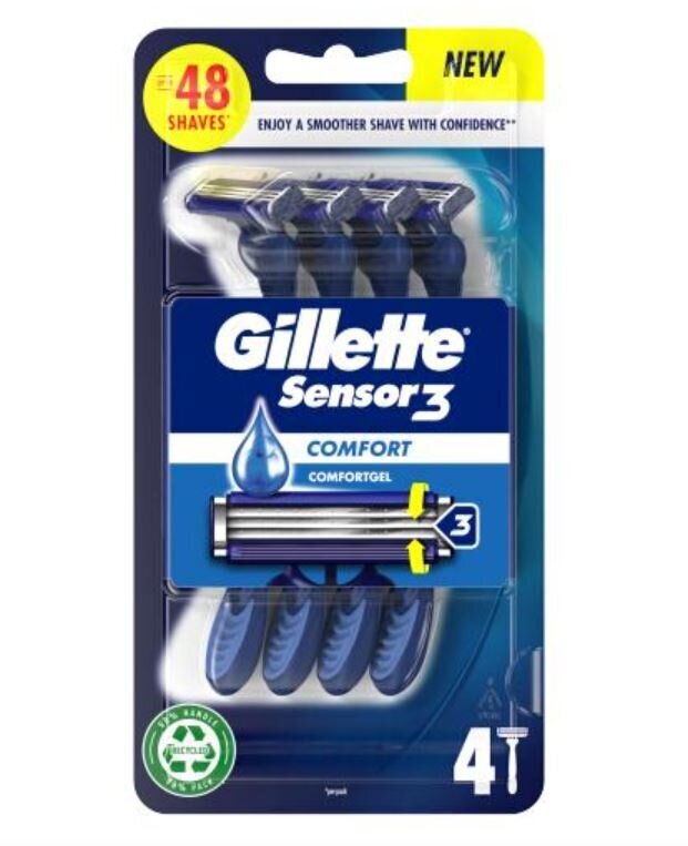 Raseerijate komplekt Gillette Sensor 3 ComfortGel, 4-osaline hind ja info | Raseerimisvahendid | kaup24.ee