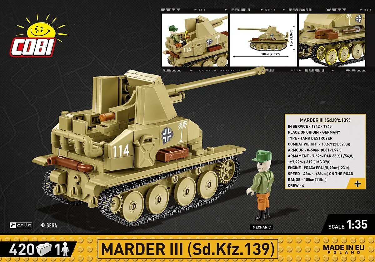 Marder III Sd.Kfz.139 цена и информация | Klotsid ja konstruktorid | kaup24.ee