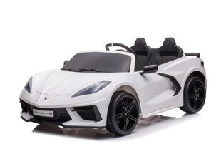 Детский электромобиль 2-х местный Corvette Stingray 12в с музыкальным модулем, белый цена и информация | Электромобили для детей | kaup24.ee