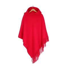 Unisex villane sall - poncho, punane цена и информация | Женские кофты | kaup24.ee