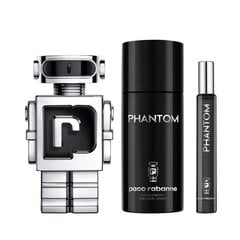 Kosmeetikakomplekt Paco Rabanne Phantom meestele: tualettvesi EDT, 100 ml + deodorant, 150 ml + tualettvesi EDT, 10 ml цена и информация | Мужские духи | kaup24.ee