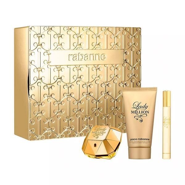 Kosmeetikakomplekt Paco Rabanne Lady Million: parfüümvesi EDP, 80 ml + parfüümvesi, 10 ml + ihupiim, 100 ml цена и информация | Kehakreemid, kehaspreid | kaup24.ee