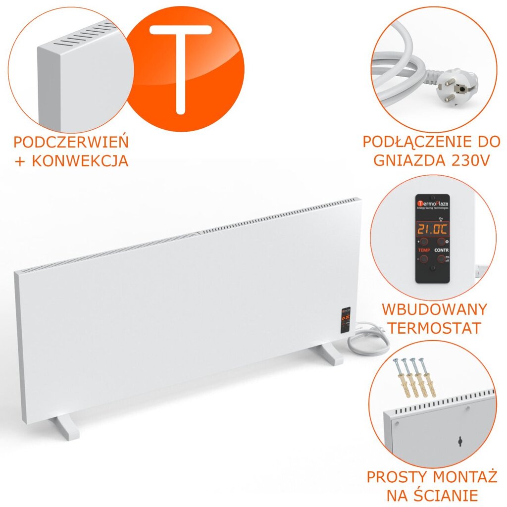 Küttepaneel 110x68 cm TERMOPLAZA STP 900, valge hind ja info | Küttekehad | kaup24.ee