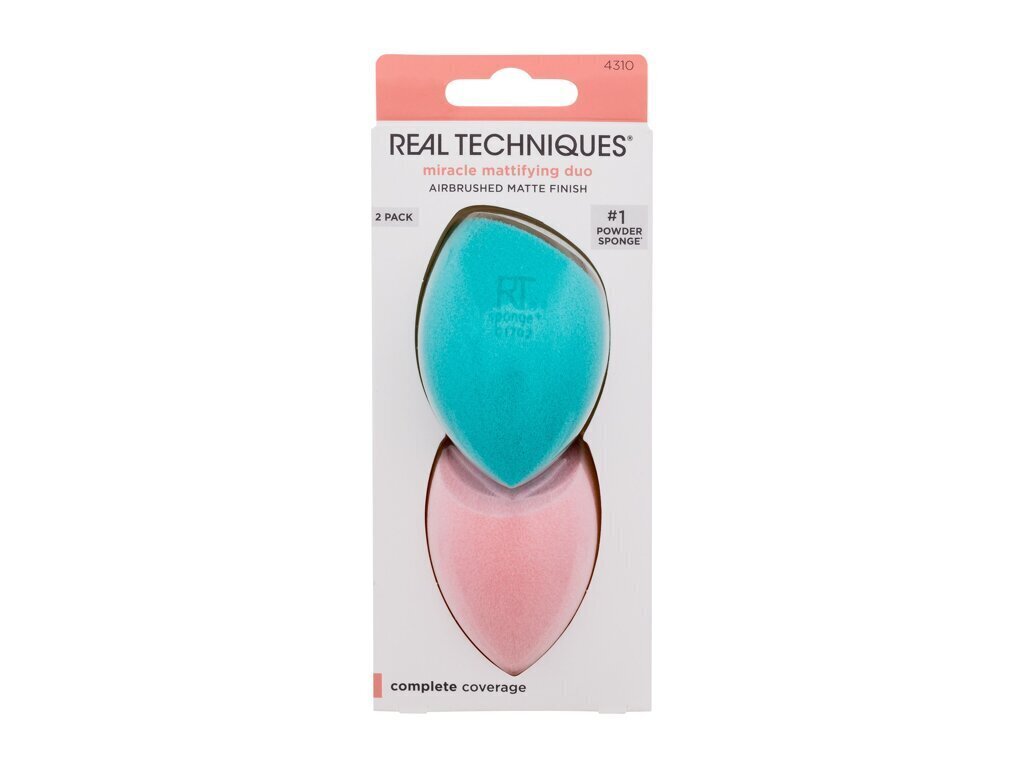 Meigikäsnad Real Techniques Miracle Mattifying Duo, 2 tk. цена и информация | Meigipintslid, -käsnad | kaup24.ee