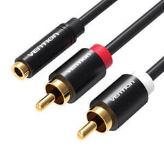 Vention VAB-R01-B100,3.5mm Female to 2x RCA Male, 1m цена и информация | Кабели и провода | kaup24.ee