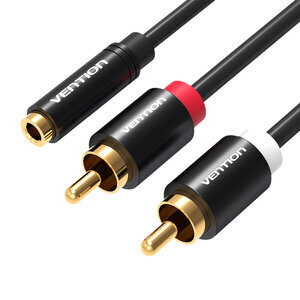 Vention VAB-R01-B100,3.5mm Female to 2x RCA Male, 1m цена и информация | Kaablid ja juhtmed | kaup24.ee