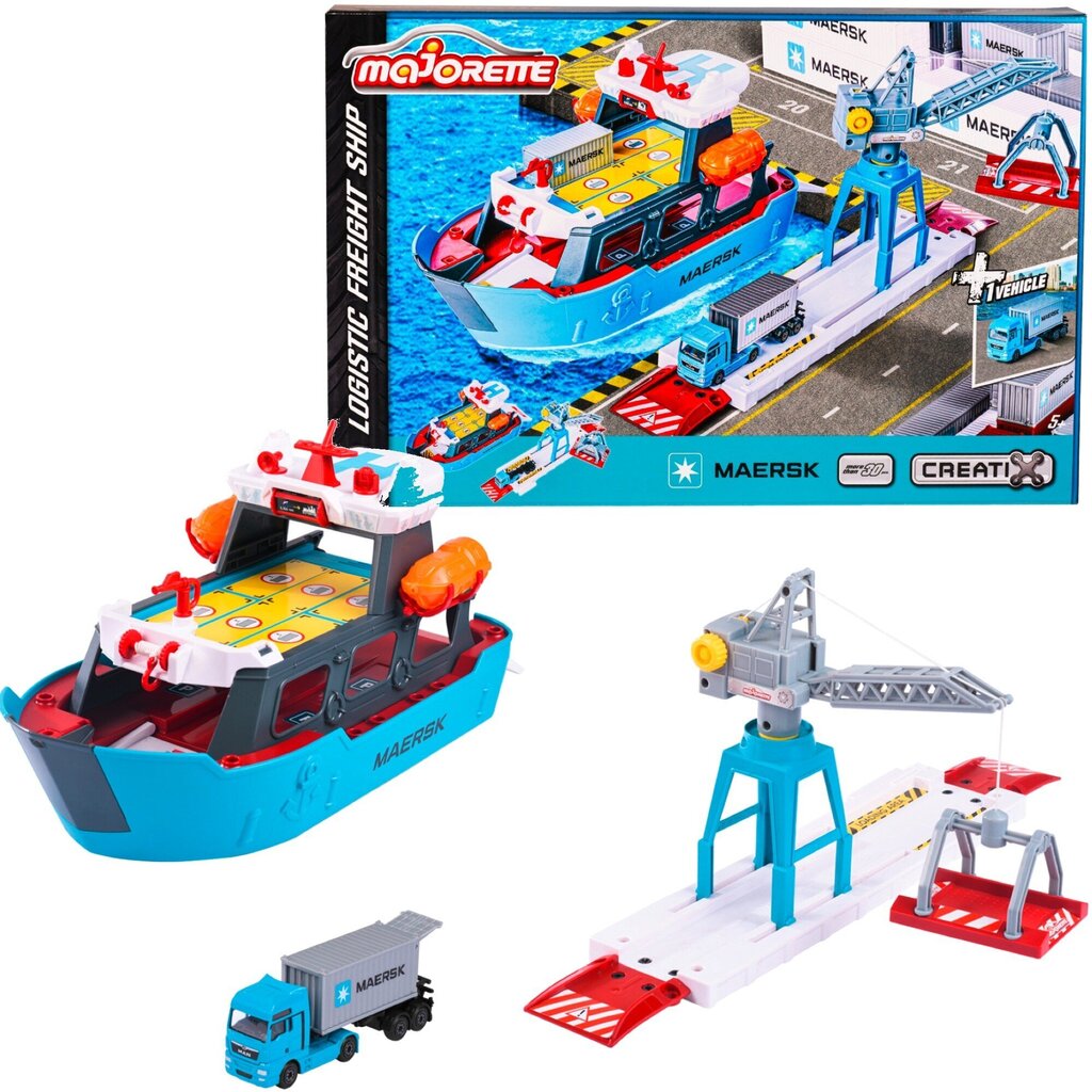 Logistikasadama komplekt koos kaubalaevaga Maersk Konteinerilaev hind ja info | Poiste mänguasjad | kaup24.ee